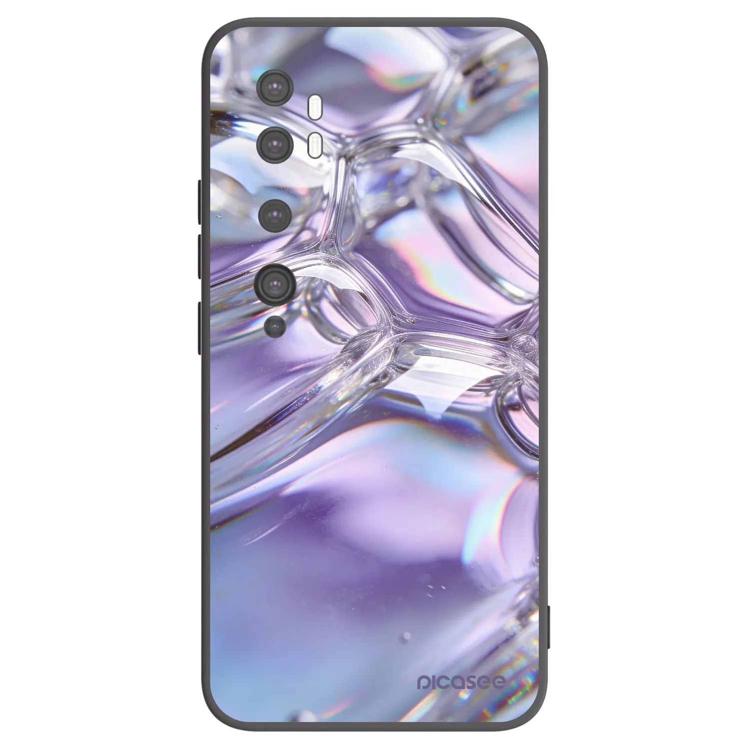 Picasee crna silikonska maskica za Xiaomi Mi Note 10 (Pro) - Iridescent bubbles