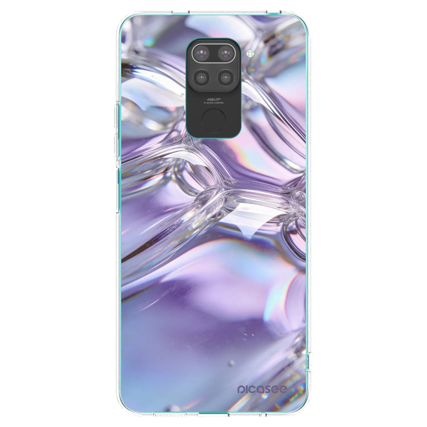 Picasee crna silikonska maskica za Xiaomi Redmi Note 9 - Iridescent bubbles