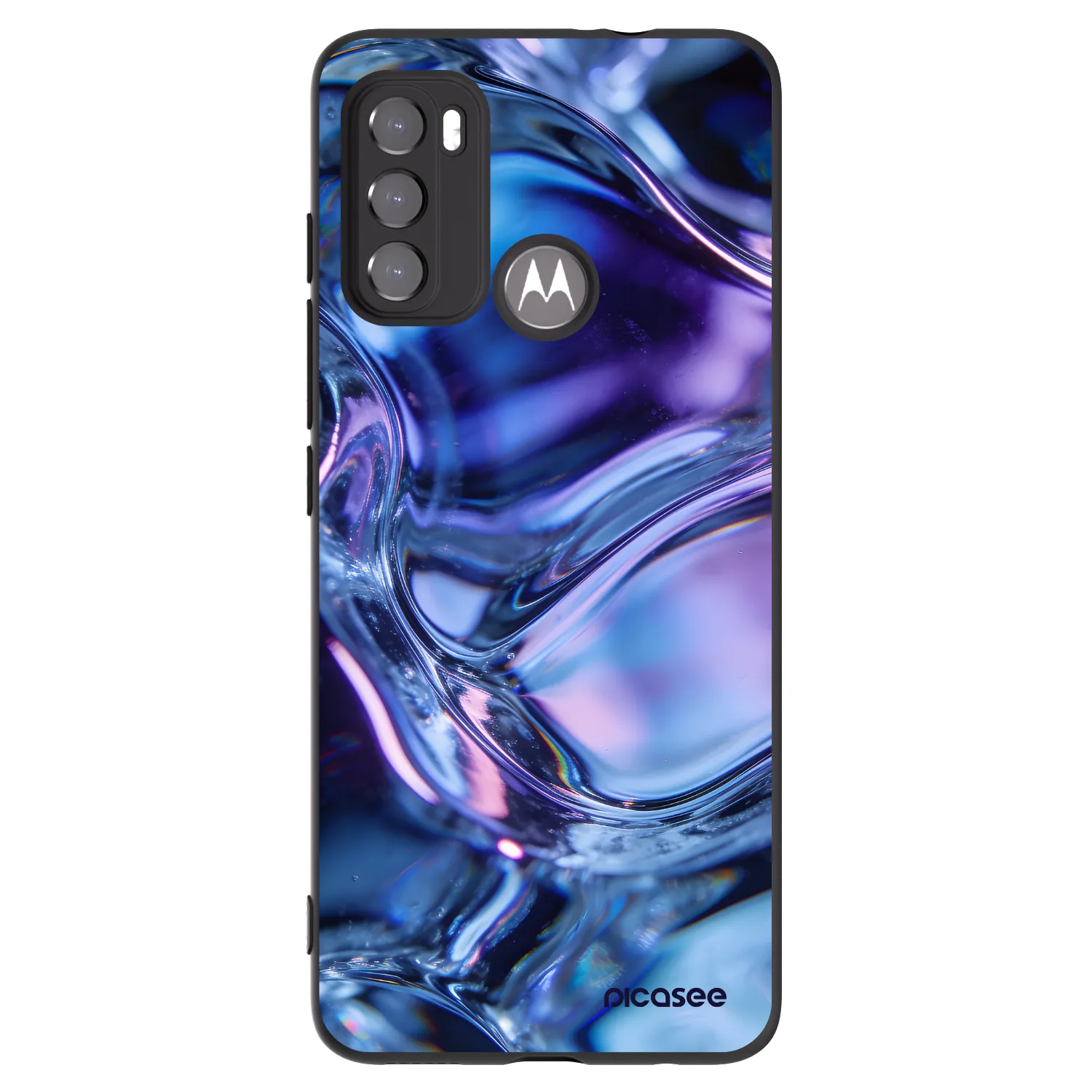 Picasee crna silikonska maskica za Motorola Moto G60 - Iris liquid