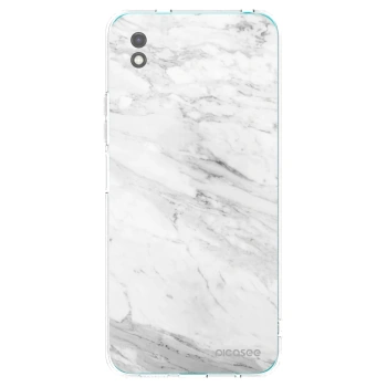 Picasee crna silikonska maskica za Xiaomi Redmi 9A - White marble
