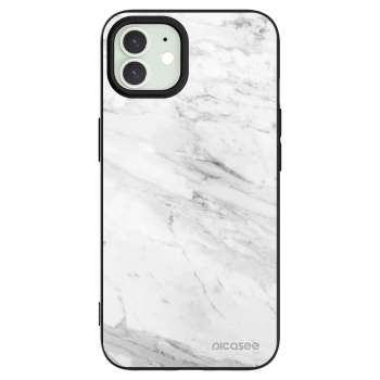 Picasee crna silikonska maskica za Apple iPhone 12 - White marble