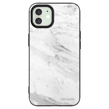 Picasee crna silikonska maskica za Apple iPhone 12 Pro - White marble