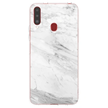 Picasee silikonska prozirna maskica za Samsung Galaxy A20s - White marble