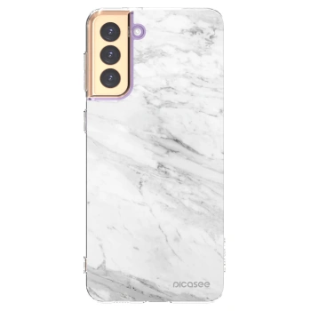 Picasee silikonska prozirna maskica za Samsung Galaxy S21+ 5G G996F - White marble