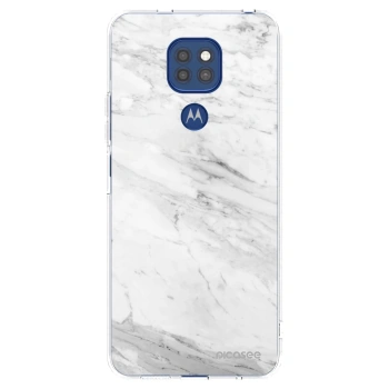 Picasee silikonska prozirna maskica za Motorola Moto G9 Play - White marble