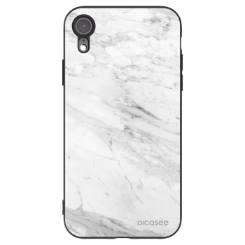 Picasee crna silikonska maskica za Apple iPhone XR - White marble