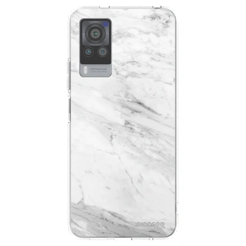 Picasee silikonska prozirna maskica za Vivo X60 Pro 5G - White marble
