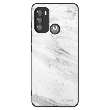 Picasee crna silikonska maskica za Motorola Moto G60 - White marble