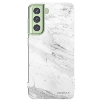 Picasee silikonska prozirna maskica za Samsung Galaxy S21 FE 5G - White marble