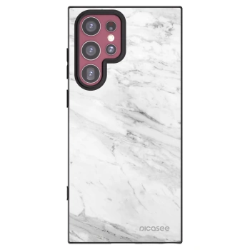 Picasee crna silikonska maskica za Samsung Galaxy S22 Ultra 5G - White marble