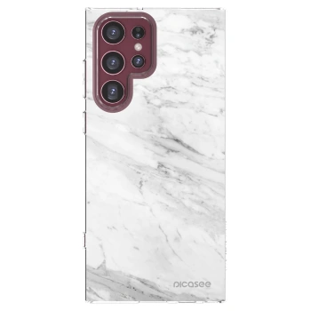 Picasee silikonska prozirna maskica za Samsung Galaxy S22 Ultra 5G - White marble