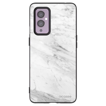 Picasee crna silikonska maskica za OnePlus 9 - White marble