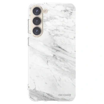 Picasee silikonska prozirna maskica za Samsung Galaxy S23+ 5G - White marble