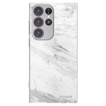 Picasee silikonska prozirna maskica za Samsung Galaxy S23 Ultra 5G - White marble
