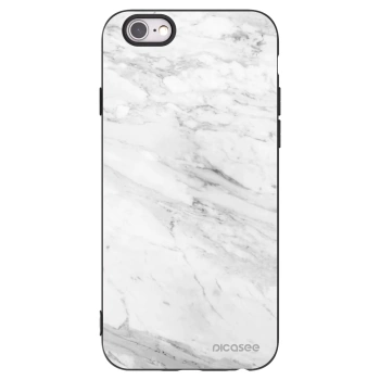 Picasee crna silikonska maskica za Apple iPhone 6/6S - White marble