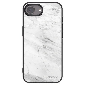 Picasee crna silikonska maskica za Apple iPhone 16e - White marble