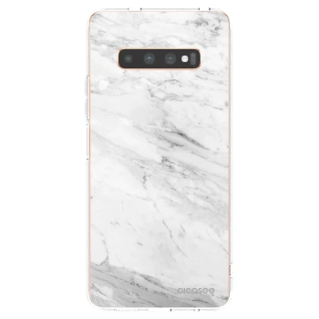 Picasee silikonska prozirna maskica za Samsung Galaxy S10 Plus G975 - White marble