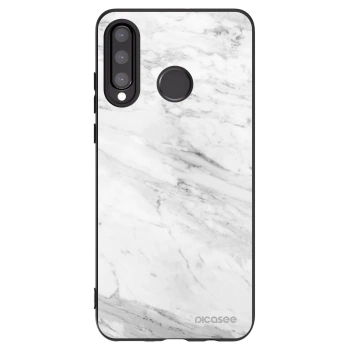 Picasee crna silikonska maskica za Huawei P30 Lite - White marble