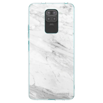 Picasee crna silikonska maskica za Xiaomi Redmi Note 9 - White marble