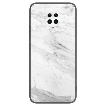 Picasee crna silikonska maskica za Xiaomi Redmi Note 9S - White marble
