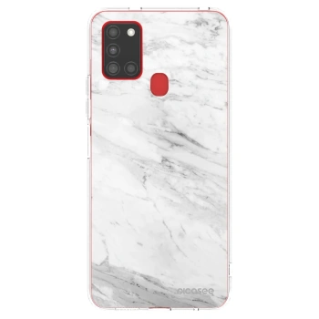 Picasee silikonska prozirna maskica za Samsung Galaxy A21s - White marble