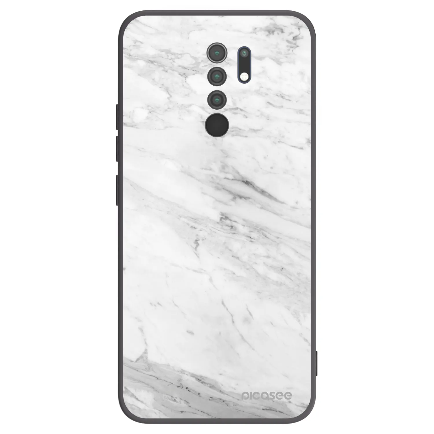 Picasee crna silikonska maskica za Xiaomi Redmi 9 - White marble