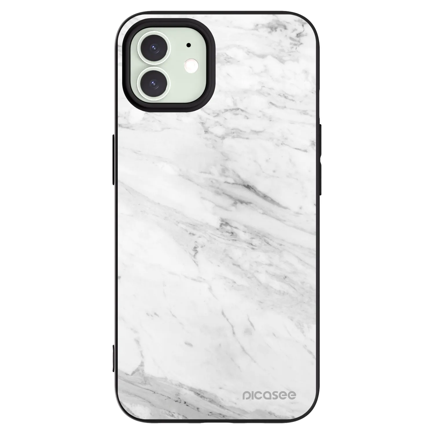 Picasee crna silikonska maskica za Apple iPhone 12 - White marble
