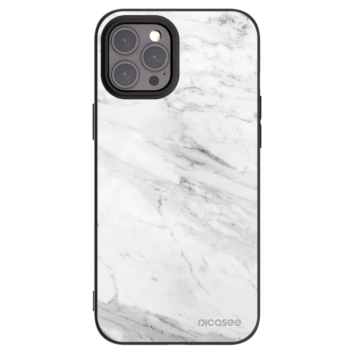 Picasee crna silikonska maskica za Apple iPhone 12 Pro Max - White marble