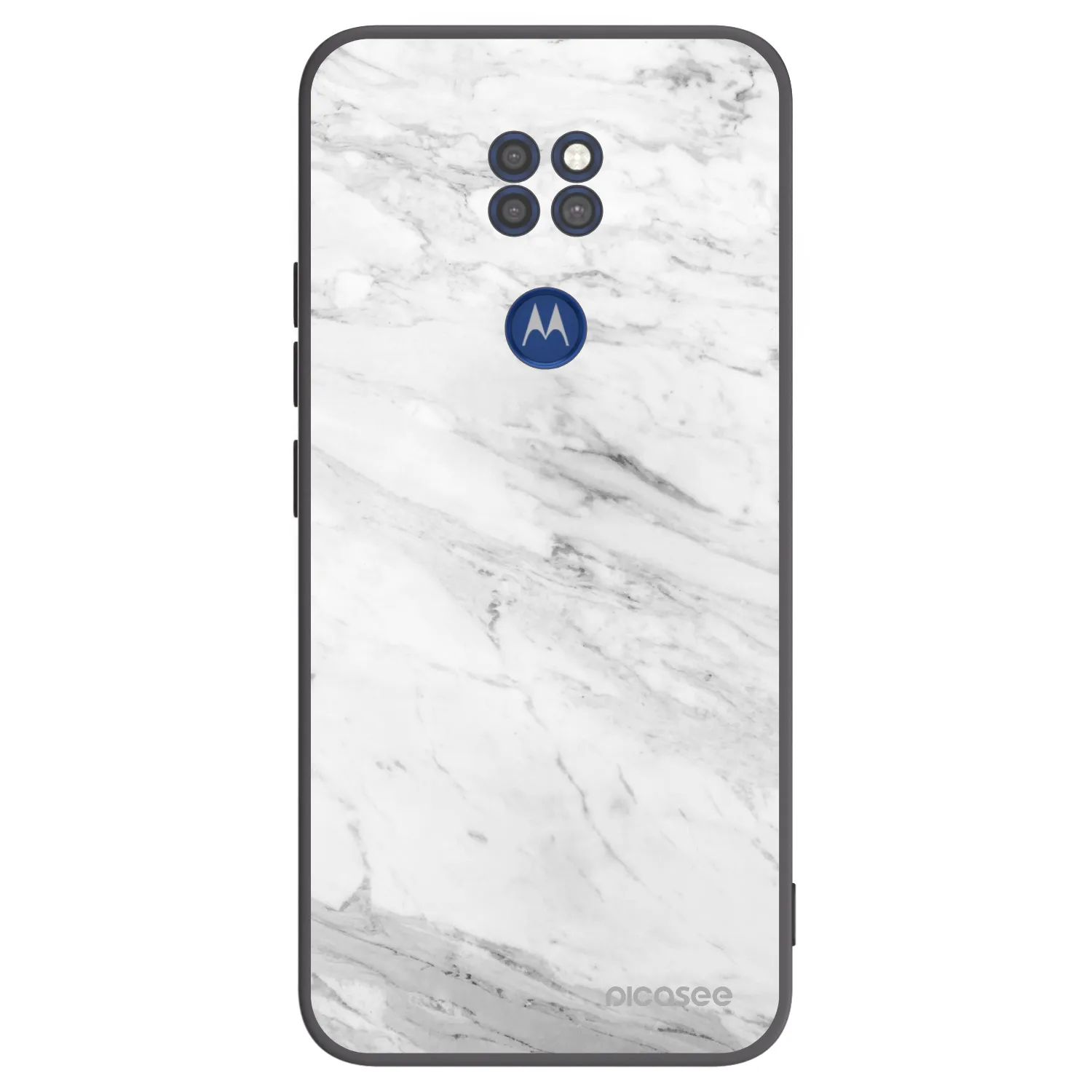 Picasee crna silikonska maskica za Motorola Moto G9 Play - White marble