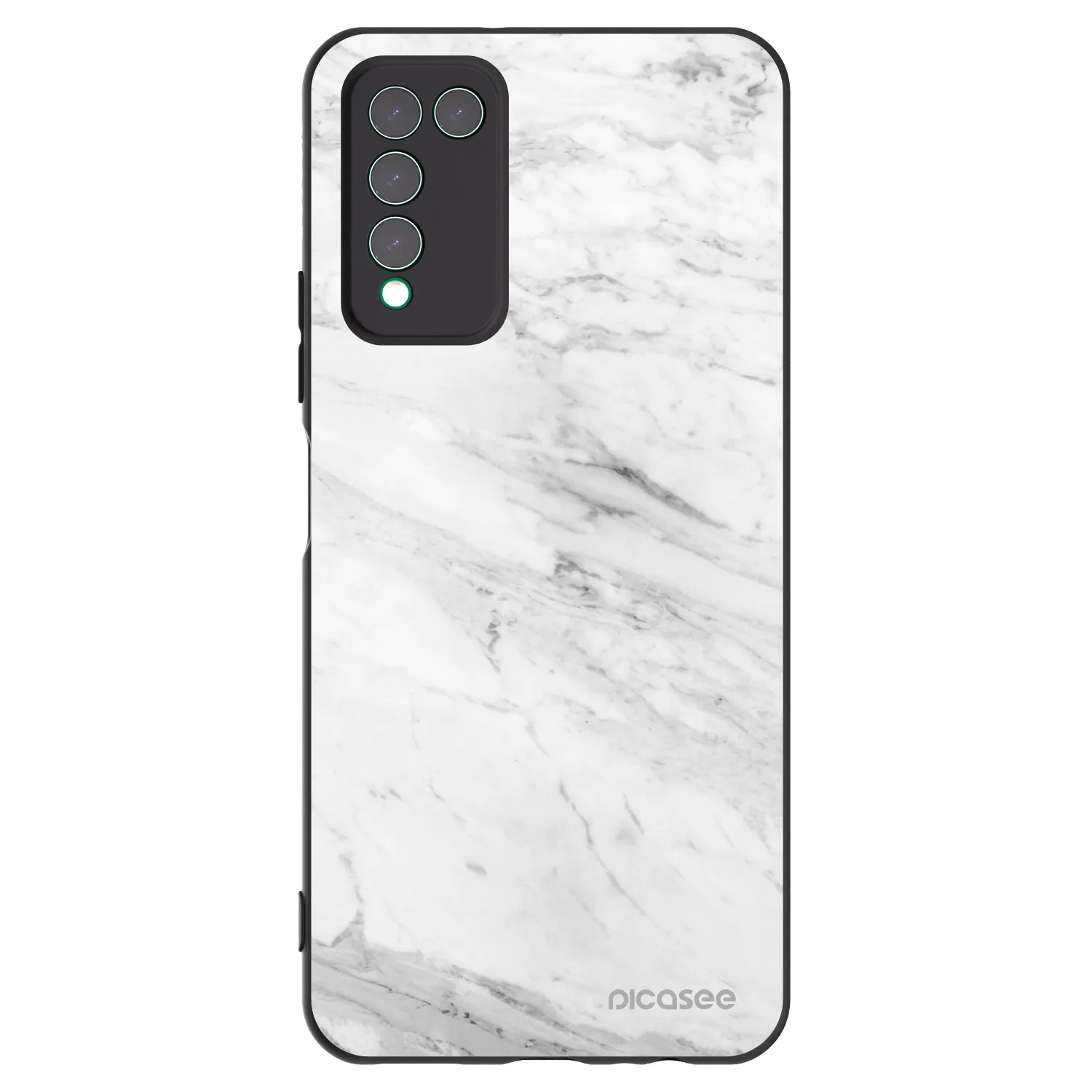 Picasee crna silikonska maskica za Honor 10X Lite - White marble