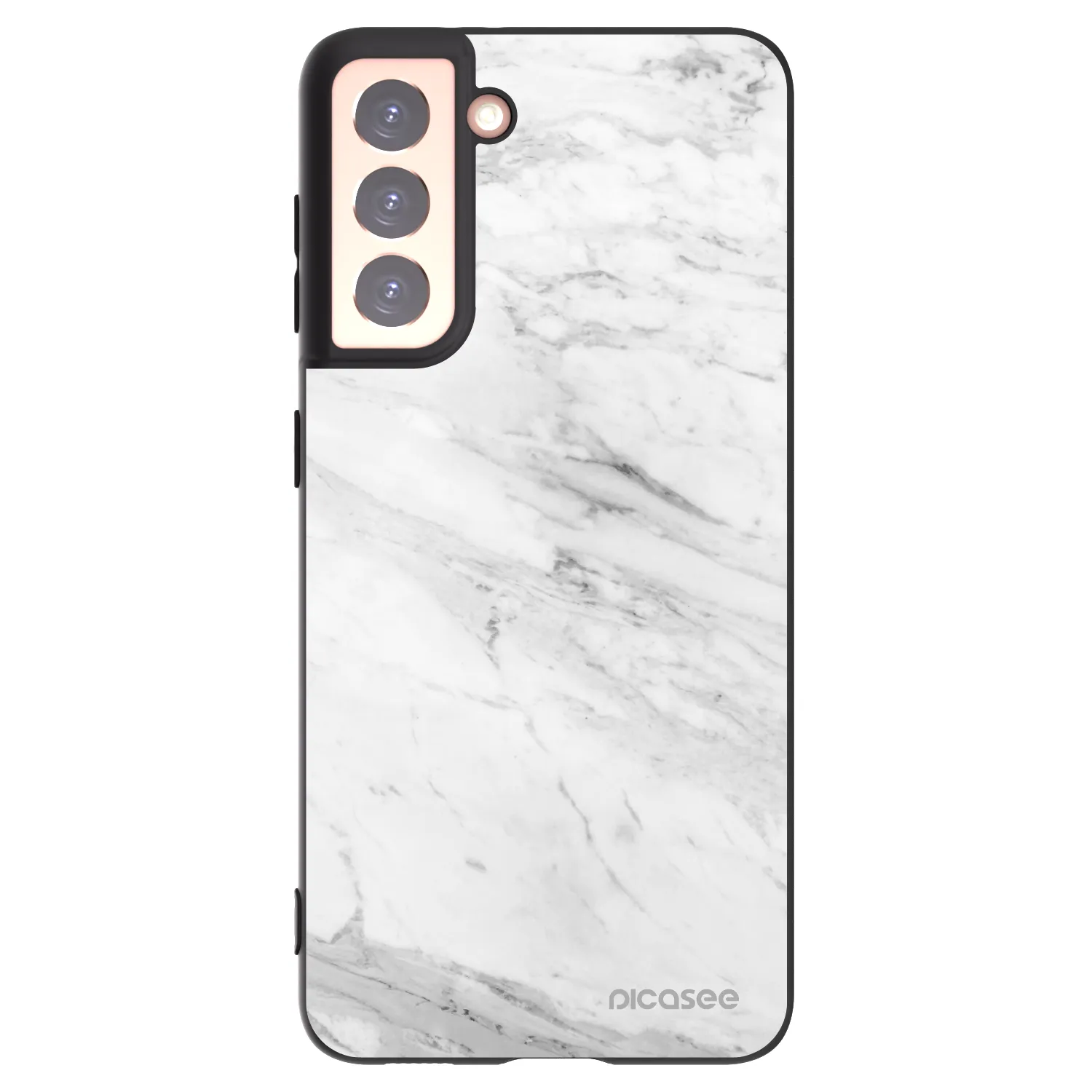 Picasee crna silikonska maskica za Samsung Galaxy S21 5G G991B - White marble