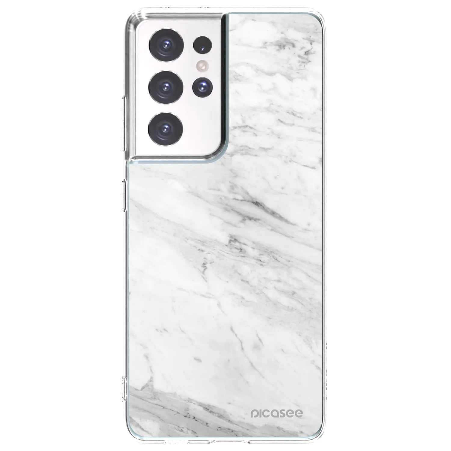 Picasee silikonska prozirna maskica za Samsung Galaxy S21 Ultra 5G G998B - White marble