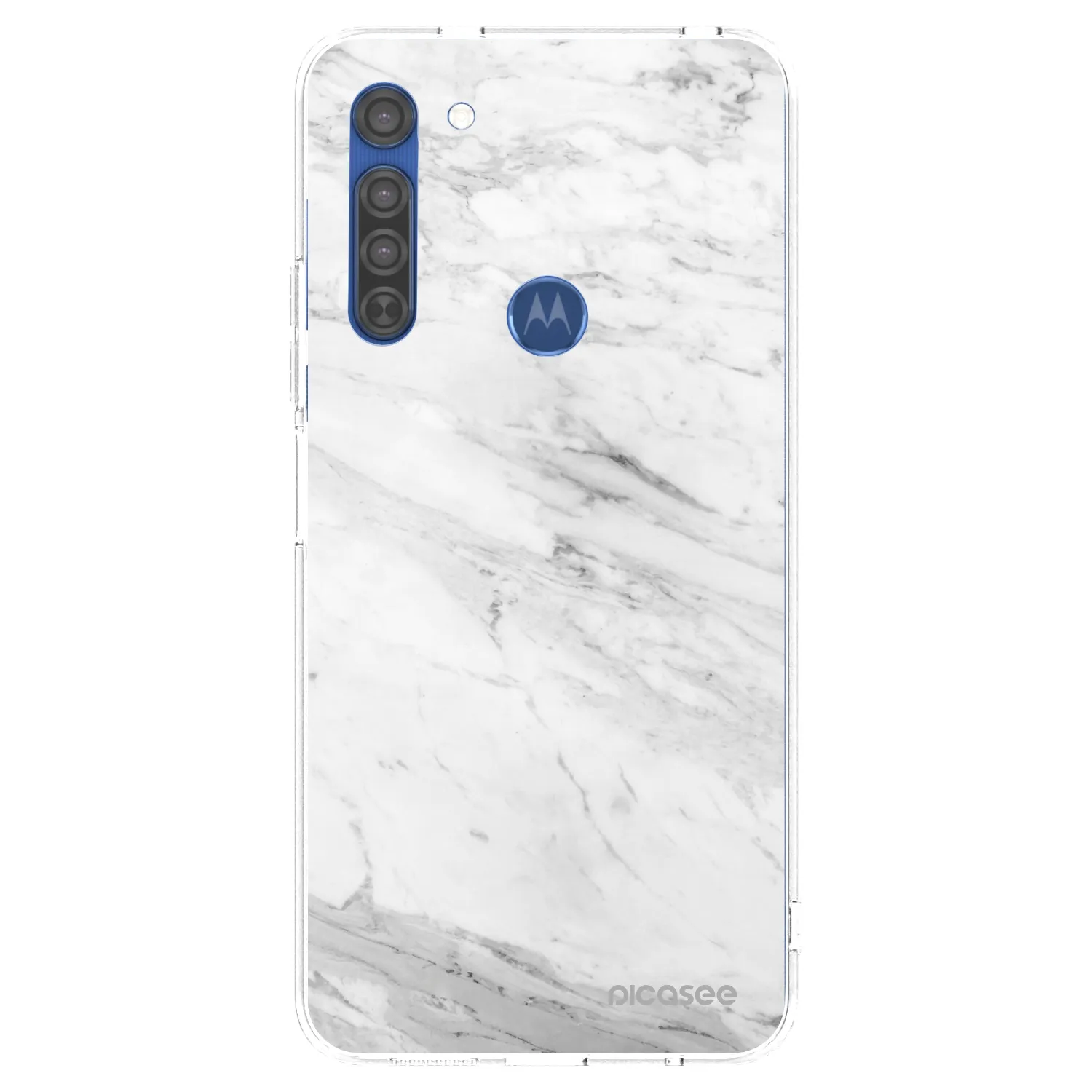 Picasee silikonska prozirna maskica za Motorola Moto G8 - White marble