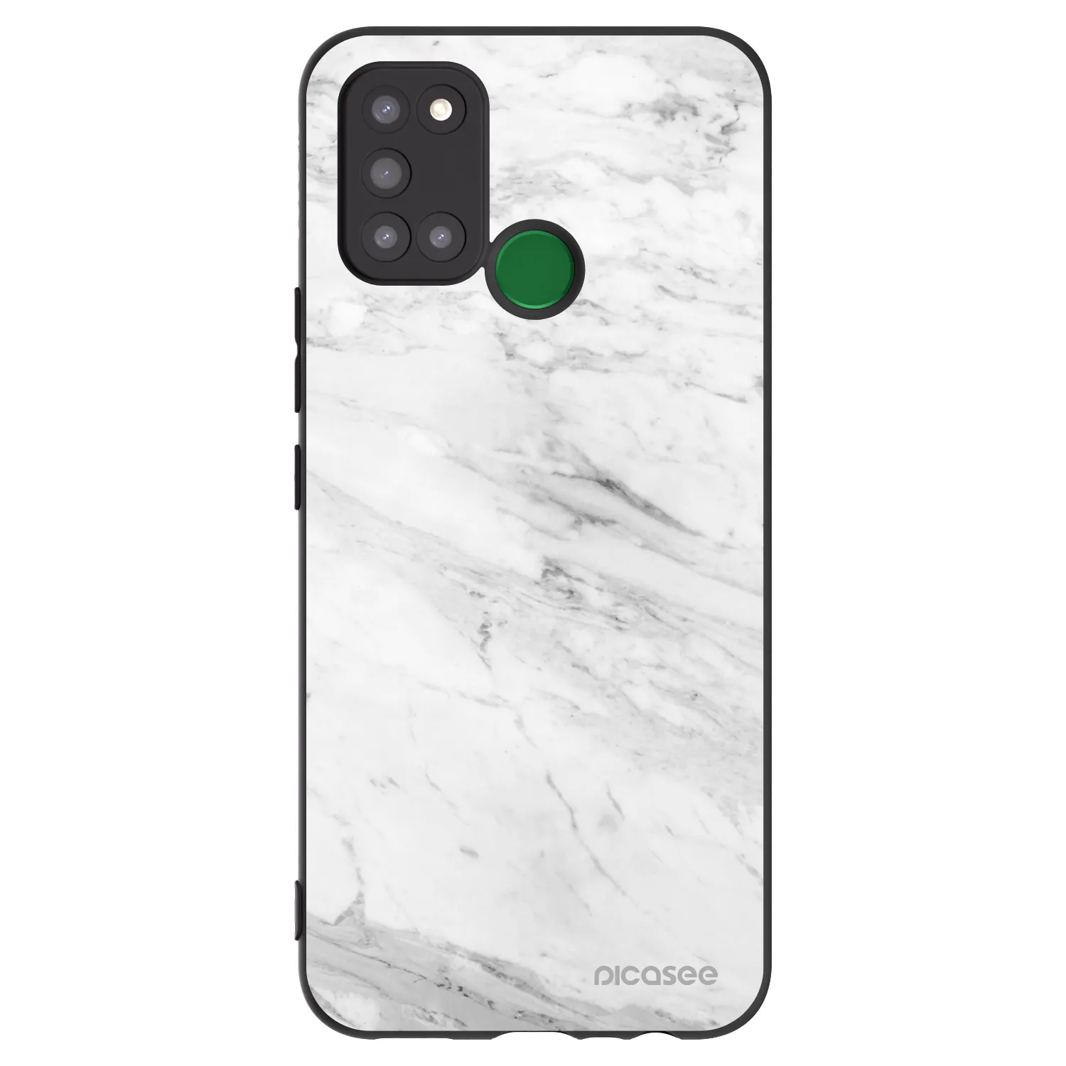Picasee crna silikonska maskica za Realme 7i - White marble