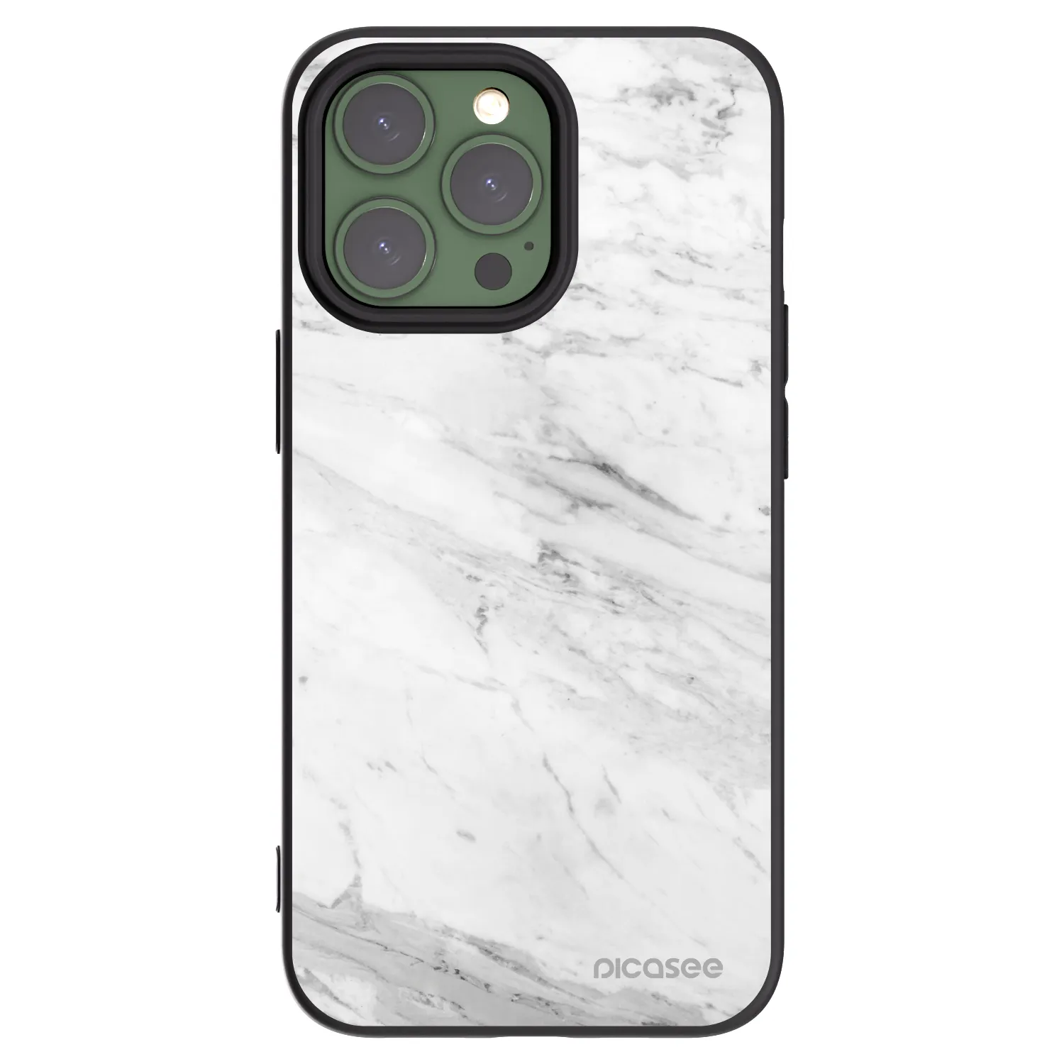 Picasee crna silikonska maskica za Apple iPhone 13 Pro - White marble