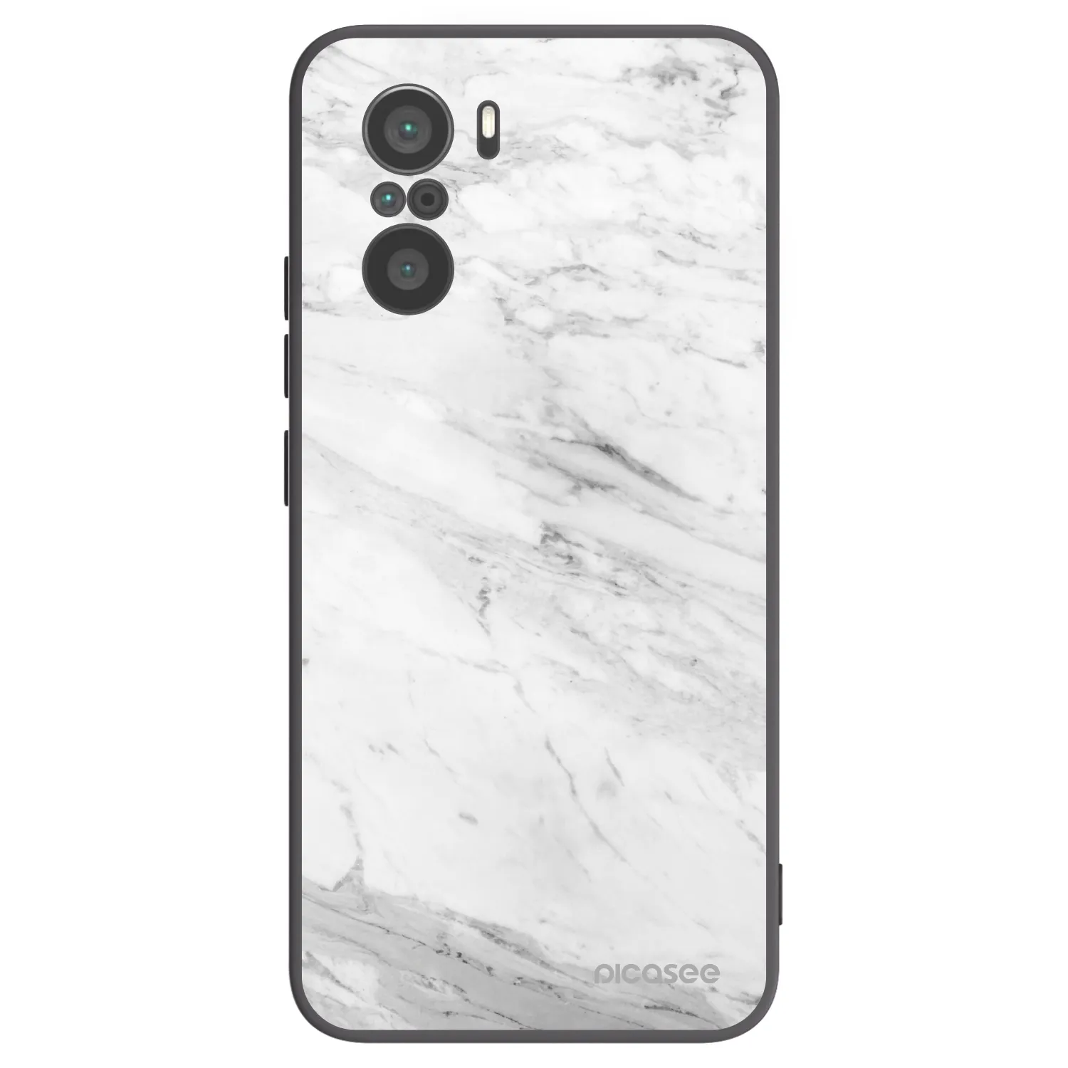 Picasee crna silikonska maskica za Xiaomi Poco F3 - White marble