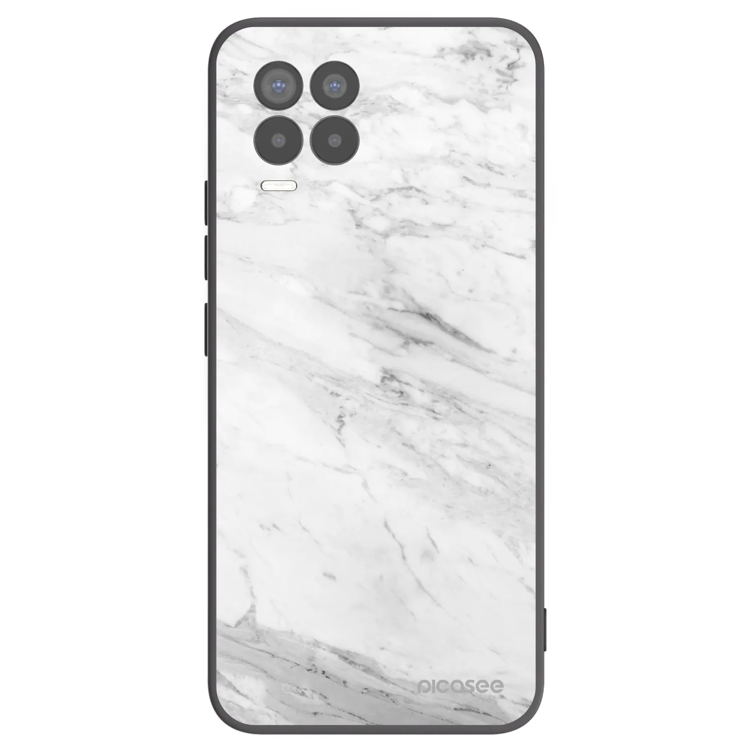 Picasee crna silikonska maskica za Realme 8 Pro - White marble