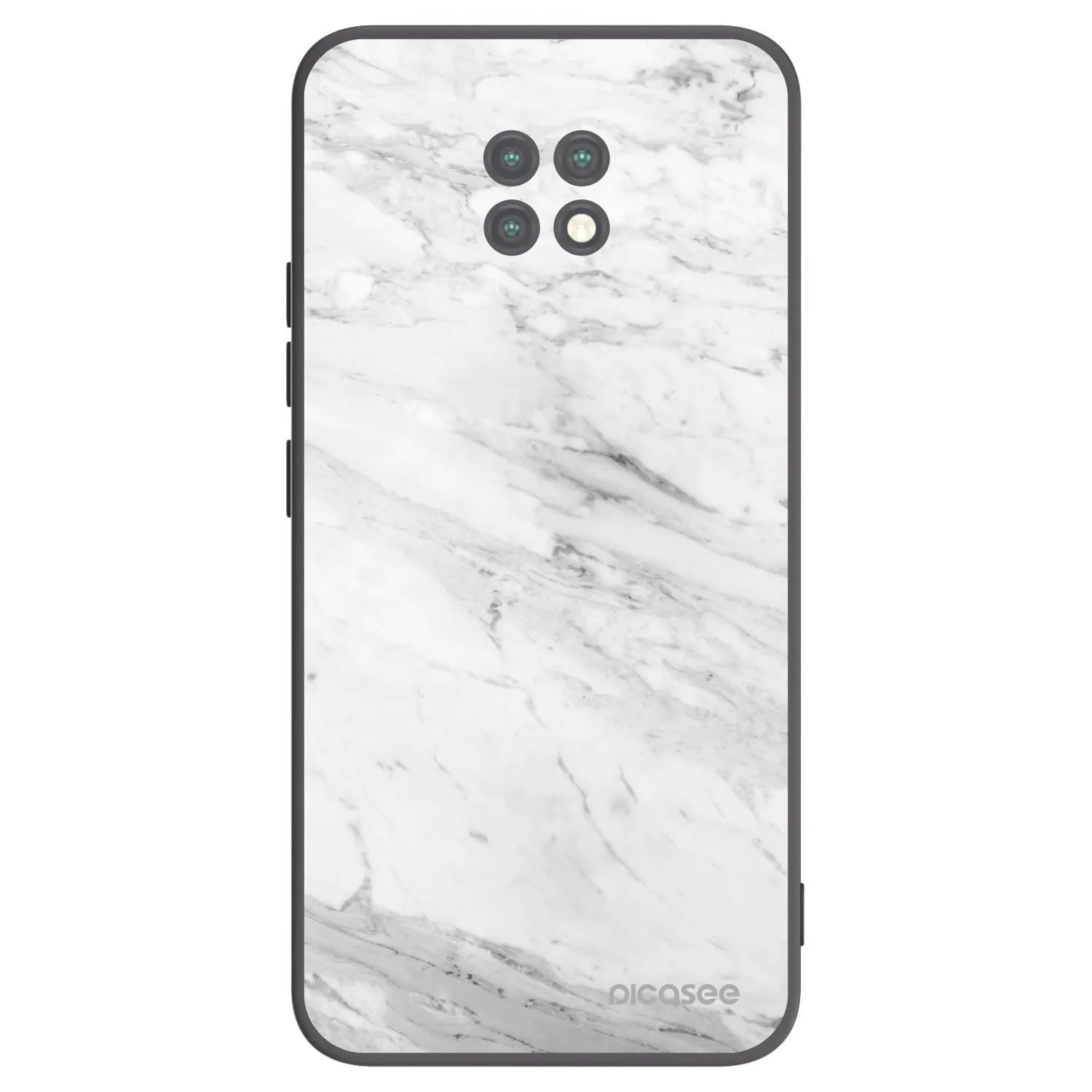 Picasee crna silikonska maskica za Xiaomi Redmi Note 9T - White marble