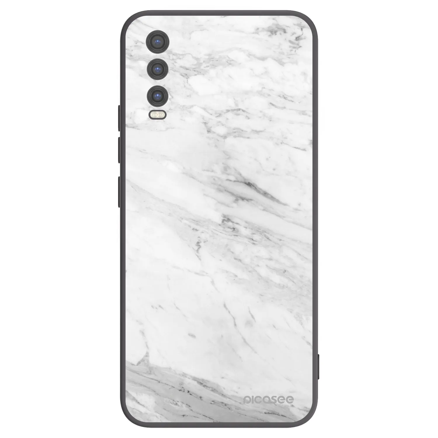 Picasee crna silikonska maskica za Vivo Y20s - White marble