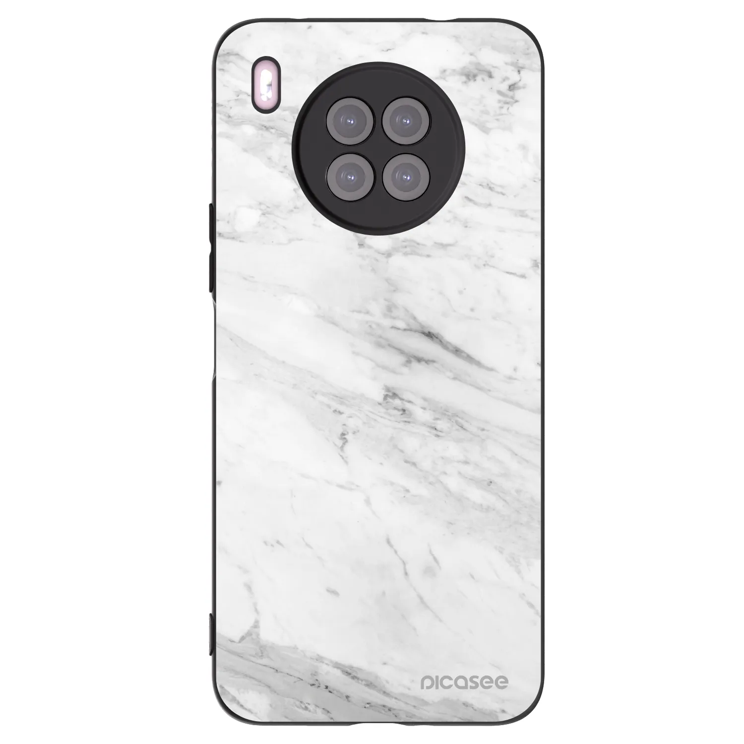 Picasee crna silikonska maskica za Huawei Nova 8i - White marble