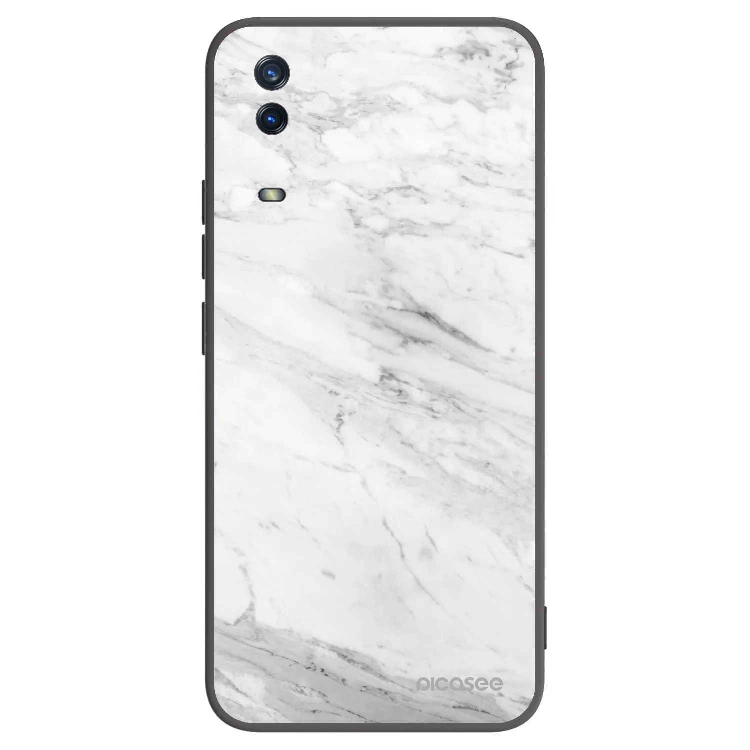 Picasee crna silikonska maskica za Vivo Y11s - White marble