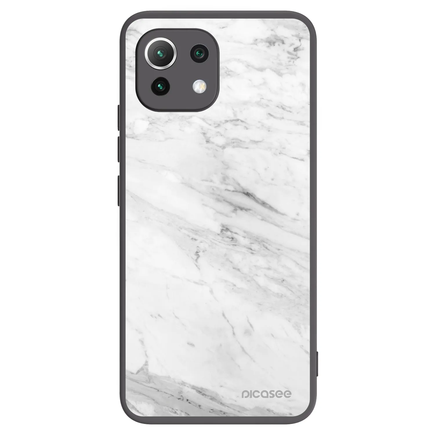 Picasee crna silikonska maskica za Xiaomi 11 Lite 5G NE - White marble