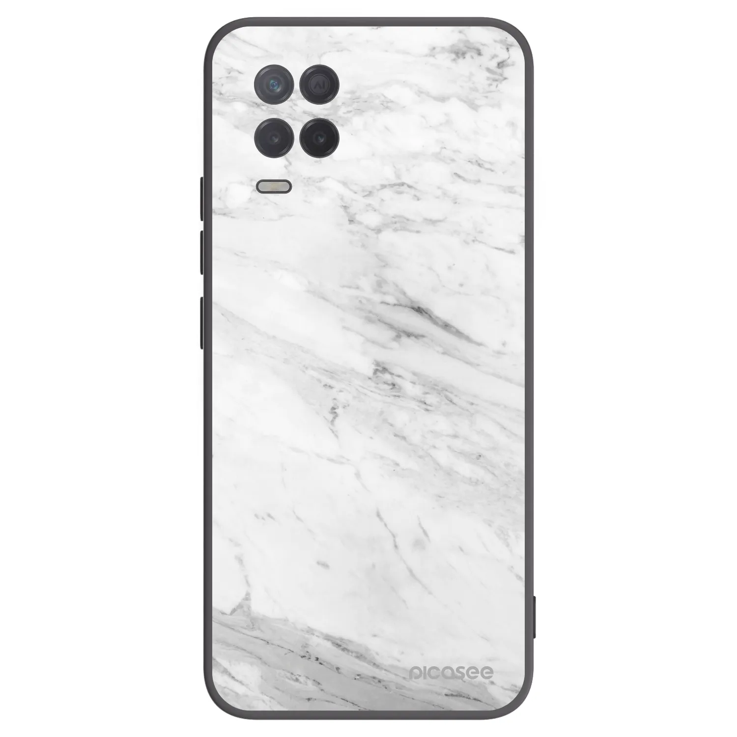 Picasee crna silikonska maskica za Realme 8 5G - White marble