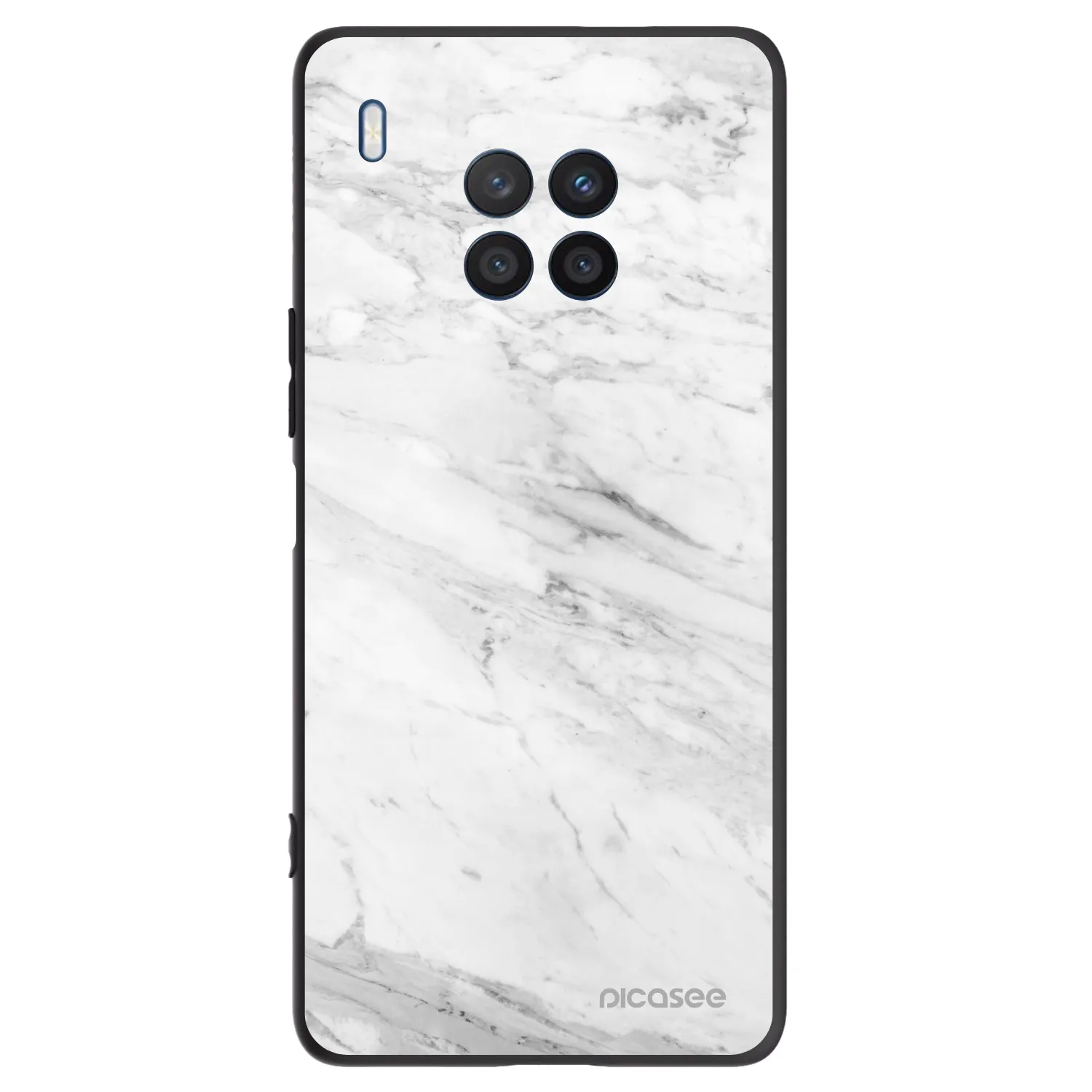Picasee crna silikonska maskica za Honor 50 Lite - White marble