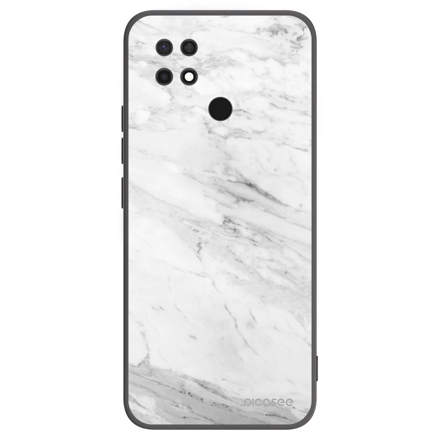 Picasee crna silikonska maskica za Xiaomi Redmi 10C - White marble