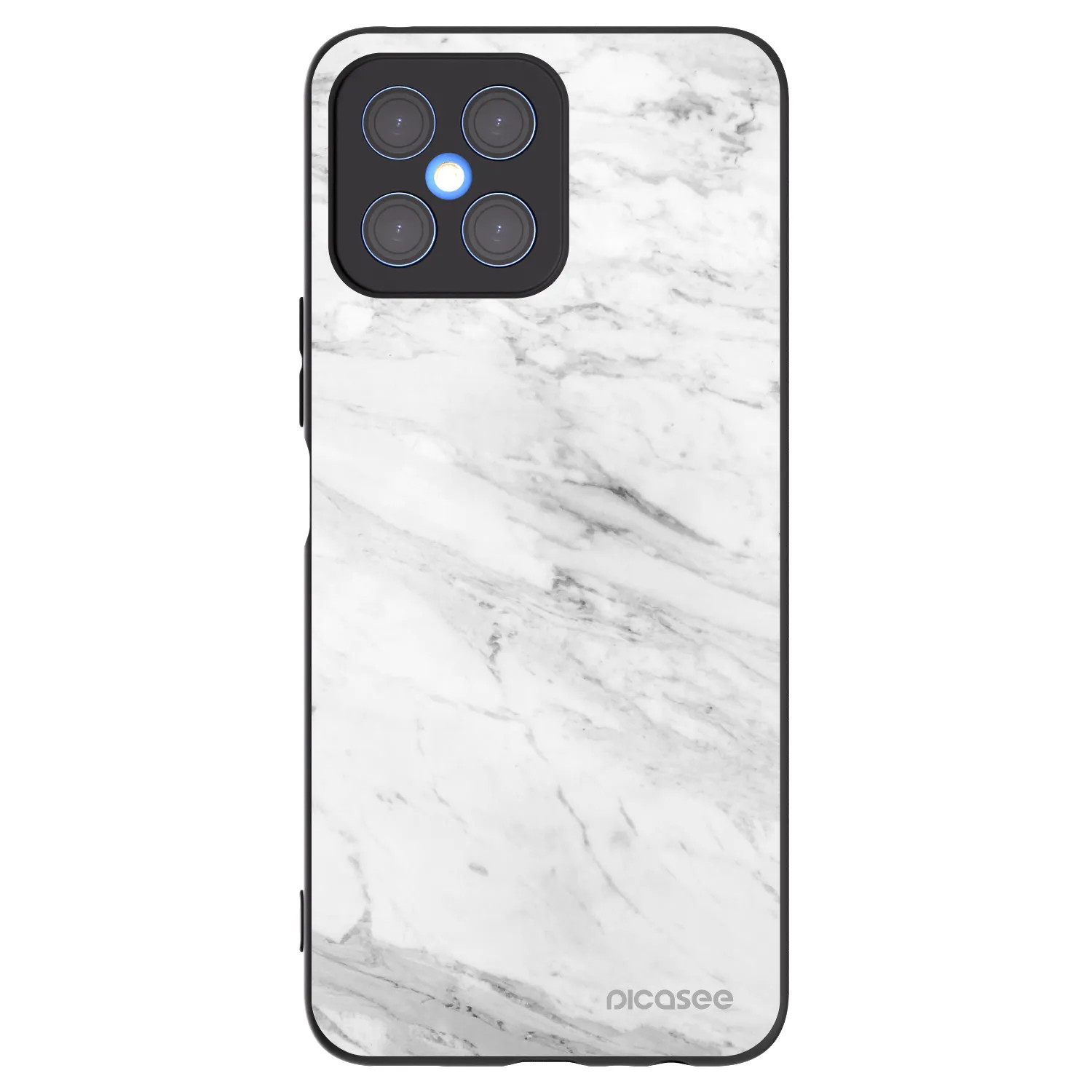 Picasee crna silikonska maskica za Honor X8 4G - White marble