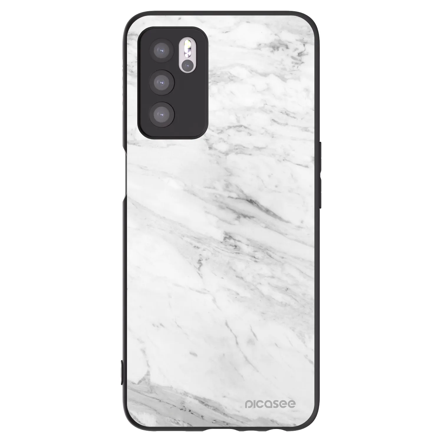 Picasee crna silikonska maskica za OPPO A16s - White marble