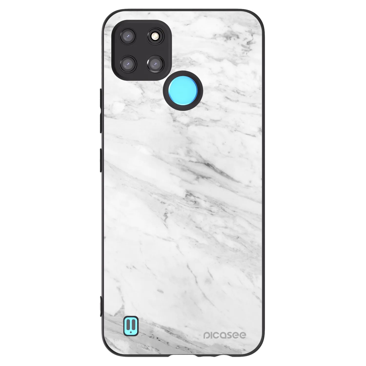 Picasee crna silikonska maskica za Realme C21Y - White marble