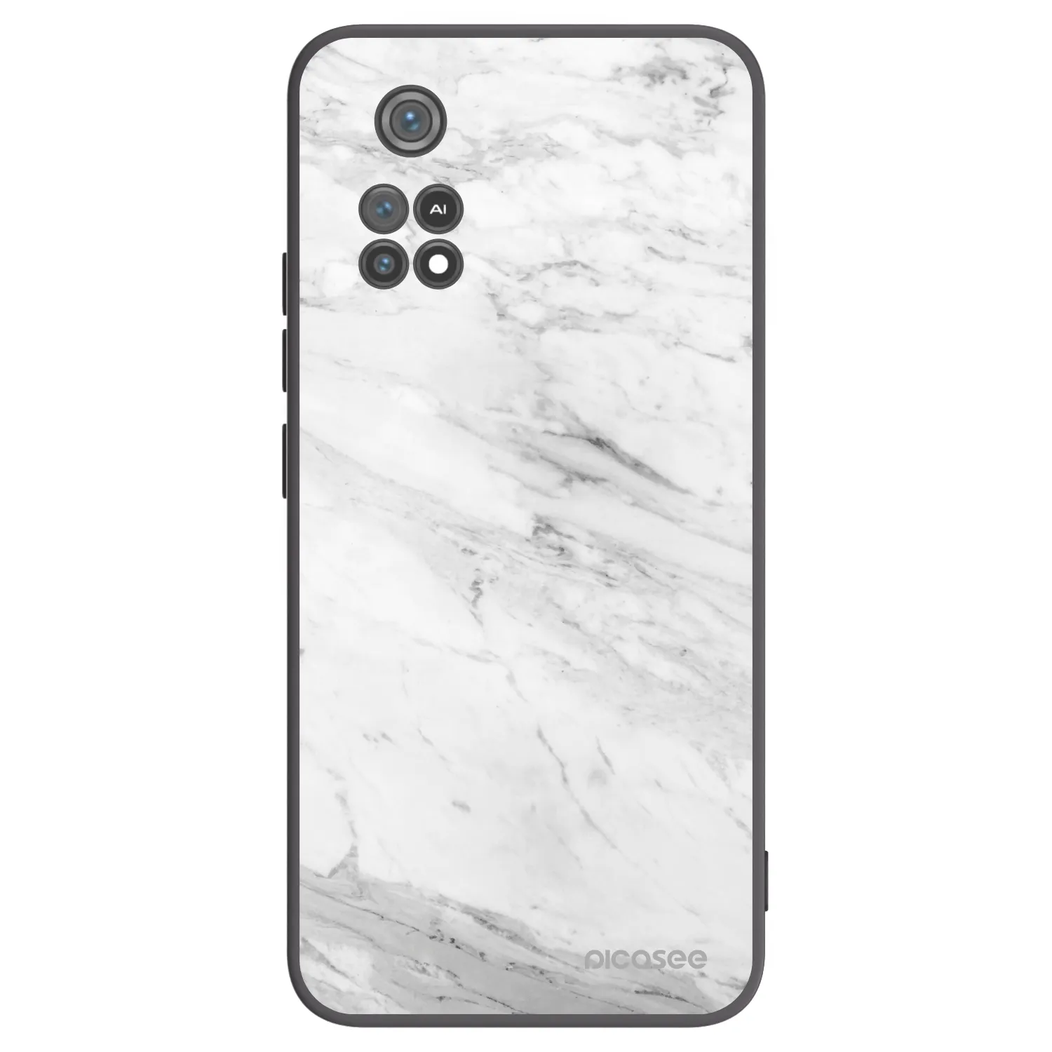 Picasee crna silikonska maskica za Xiaomi Poco M4 Pro - White marble