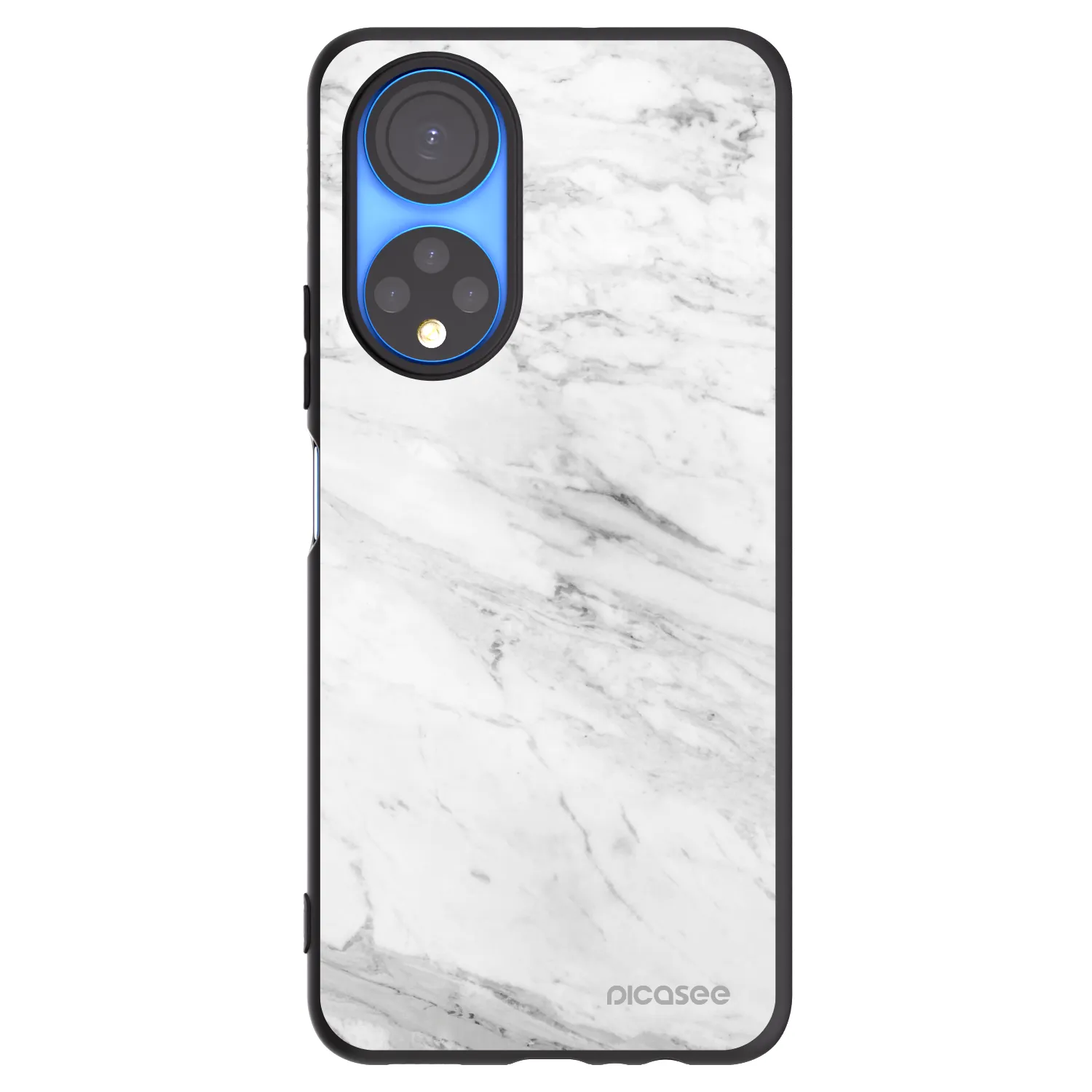 Picasee crna silikonska maskica za Honor X7 - White marble